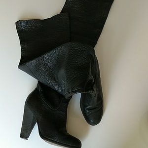 Leather thigh high boots